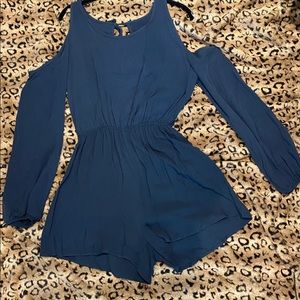 NWT French Navy 3/4 Sexy Cold Shoulder Romper